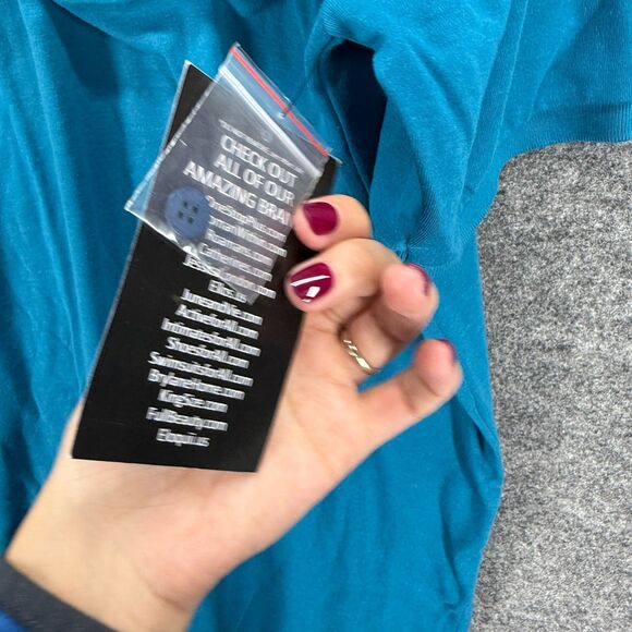 New Woman Within Polo Shirt Women L Large Blue Button Up Collared Short Sleeve - Picture 5 of 9